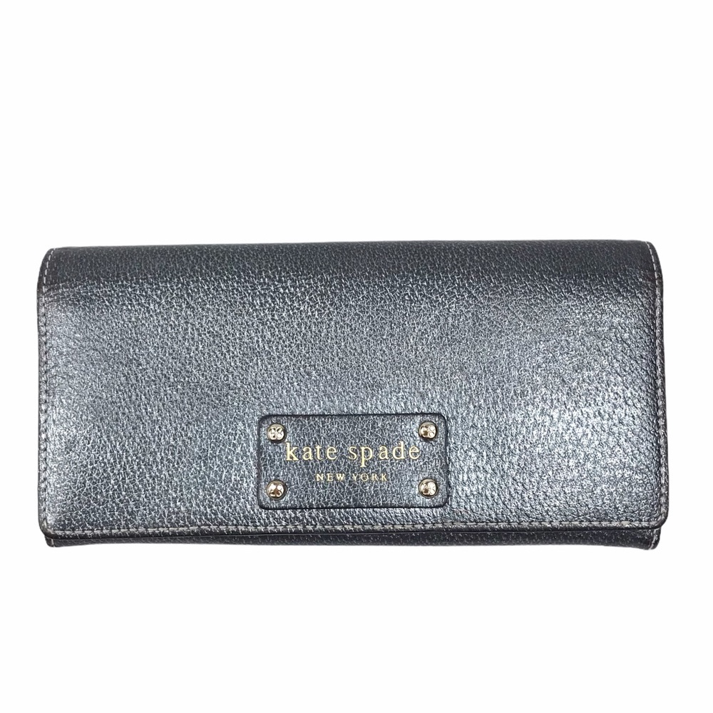 Kate Spade Gunmetal Grey Pebbled Leather Wallet